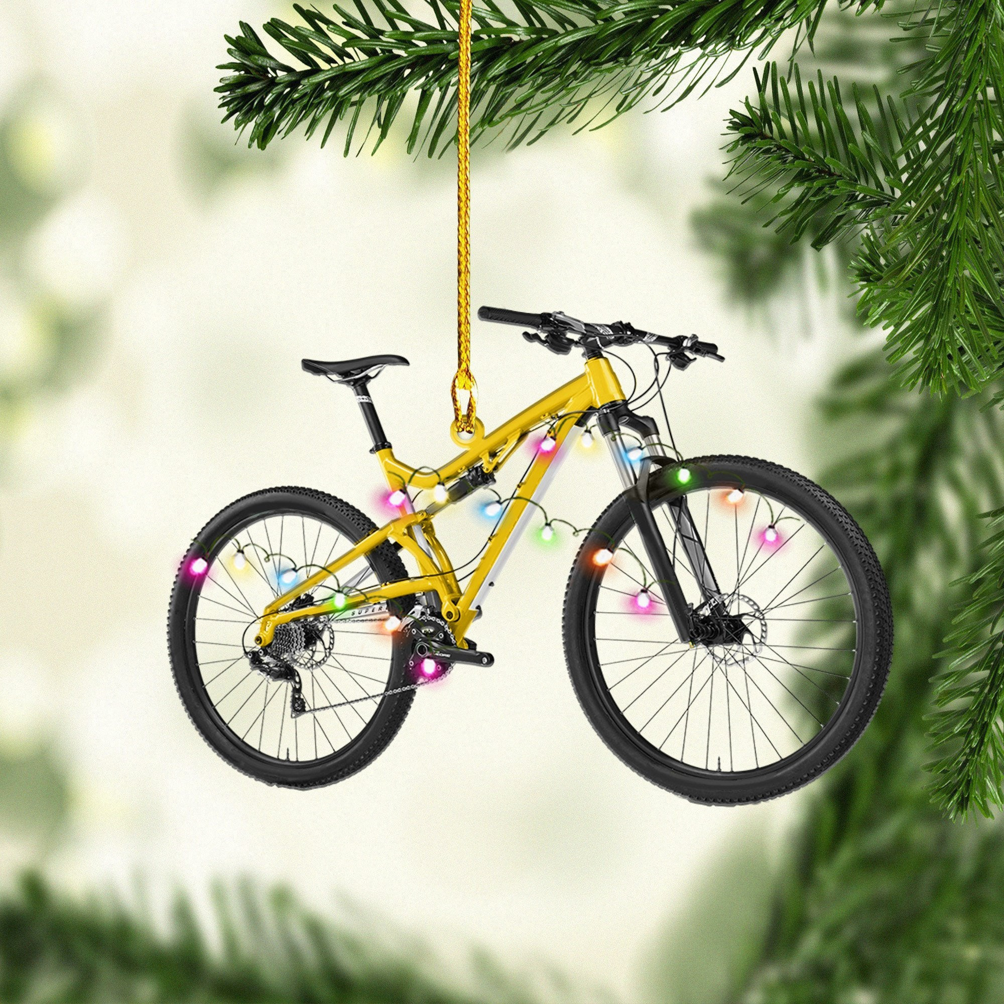 Cycling Christmas Acrylic Ornaments 2D Flat Ornament for Cyclists Cycling Lover