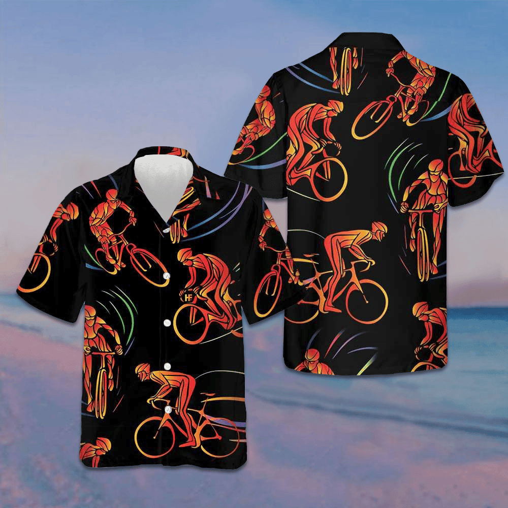 Cyclist Bike Race Hawaiian Shirt Mens Tropical Button Down Gifts For Bicycle Enthusiasts