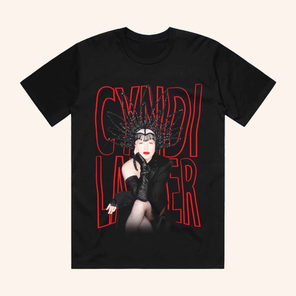 Cyndi Lauper Merch Black Photo T-Shirt Unique Gifts For Music Lovers Cyndi Lauper Merch Black Photo T-Shirt Unique Gifts For Music Lovers