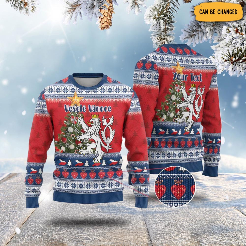 Czech Republic Christmas Personalized Ugly Christmas Sweater Vesele Vanoce