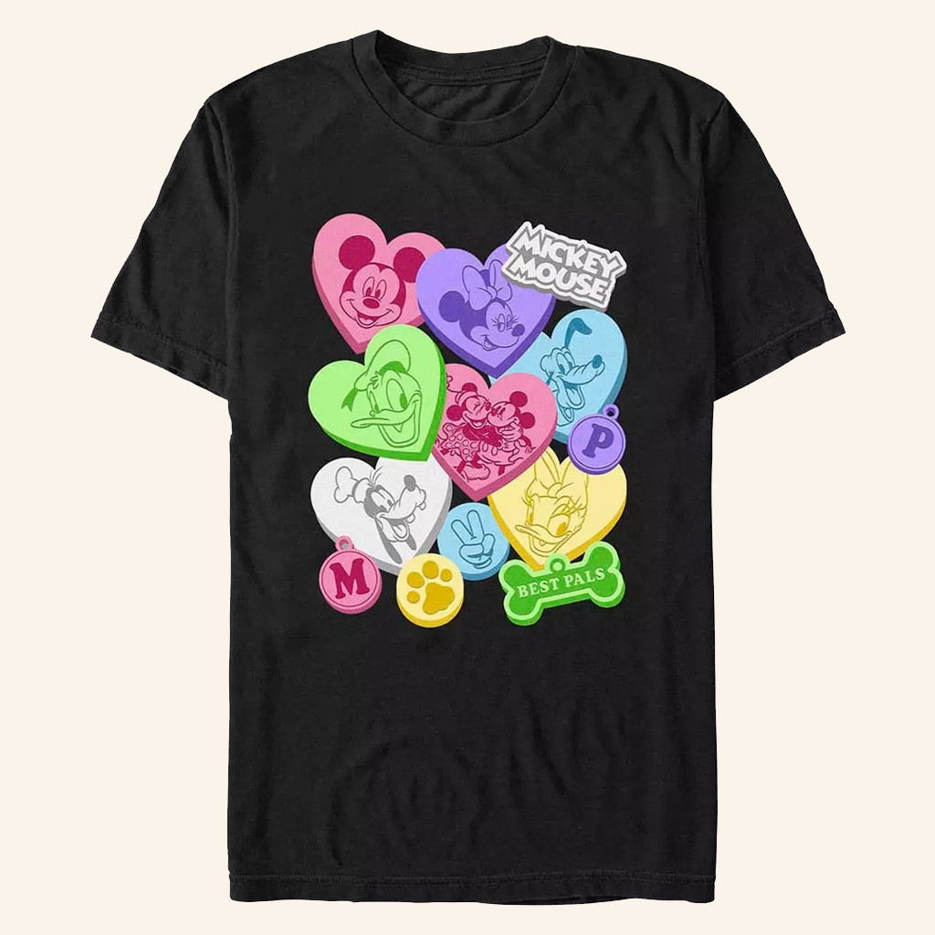 D Valentines Merch Mickey Mouse Candy Hearts T-Shirt Gifts Ideas For Him