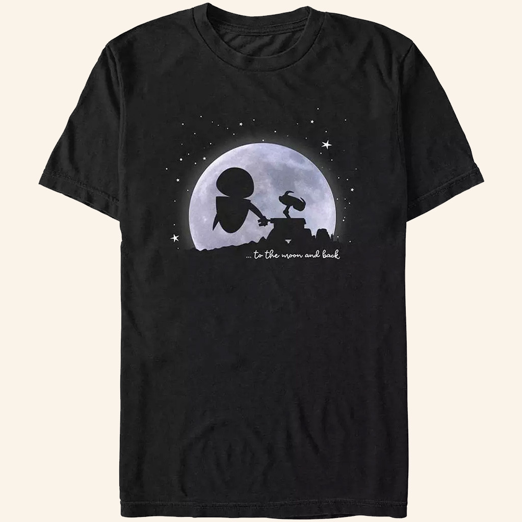 D Valentines Merch Pixar Wall E Moonlit Lovers Wall E And Eve T-Shirt Gifts For Husband