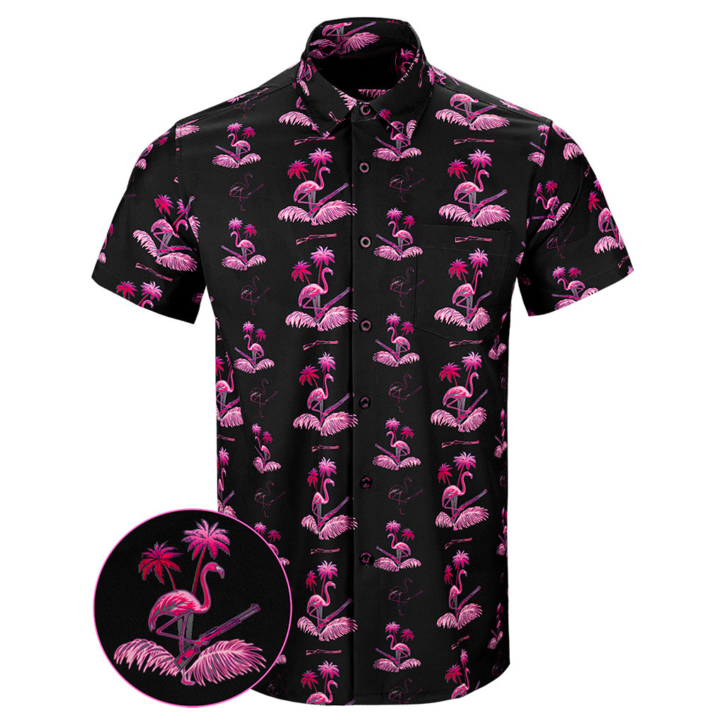 Da Flamingo V3 Button Down Shirt Tactical Hawaiian Shirt Dad Christmas Gifts