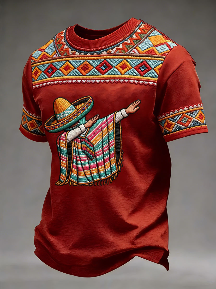 Dabbing Mexican Poncho T-Shirt Sombrero Fiesta Mexican Party Clothing Gift For Him