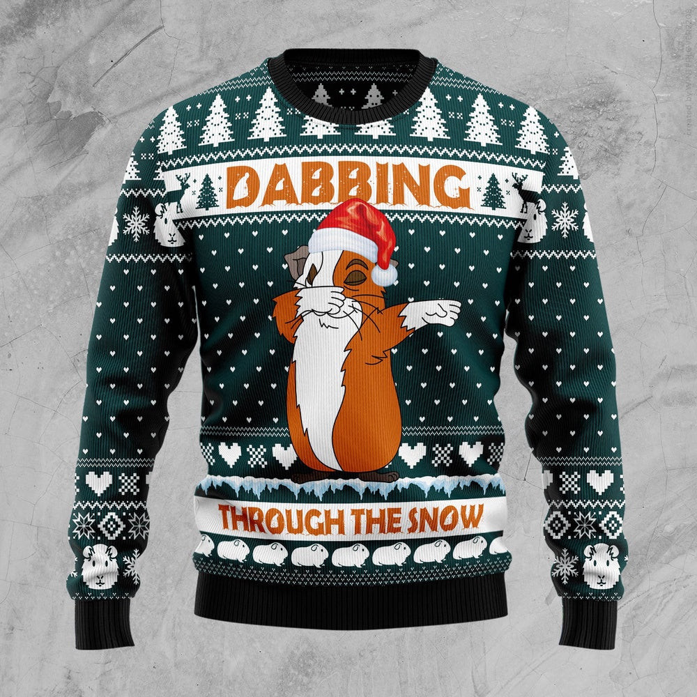 Dabbing Through The Snow Guinea Pig Ugly Christmas Sweater Gift For Christmas