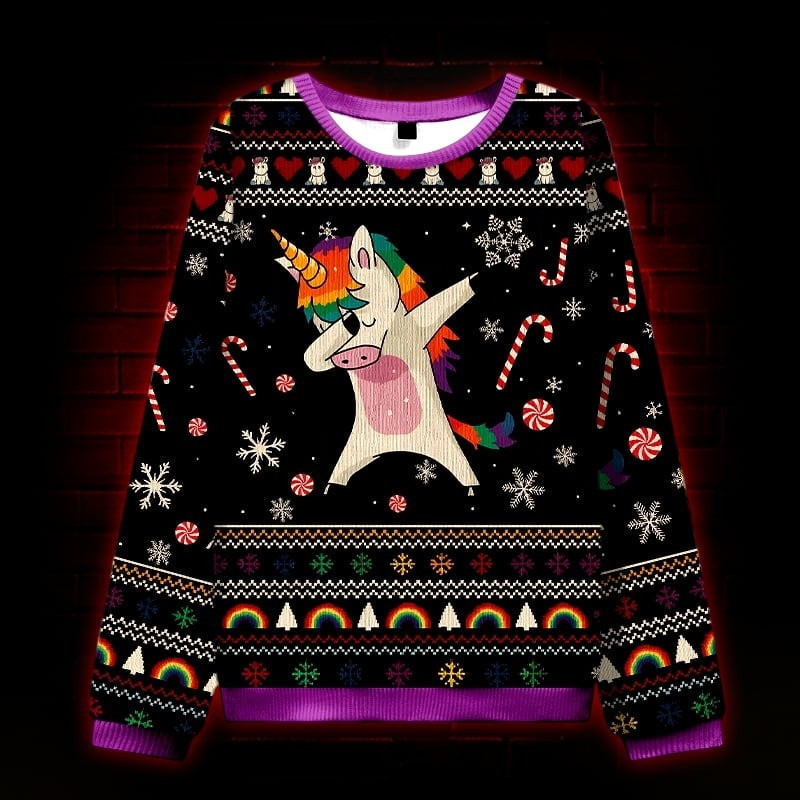 Dabbing Unicorn Ugly Christmas Sweater Funny Xmas Holiday Gifts For Unicorn Lovers