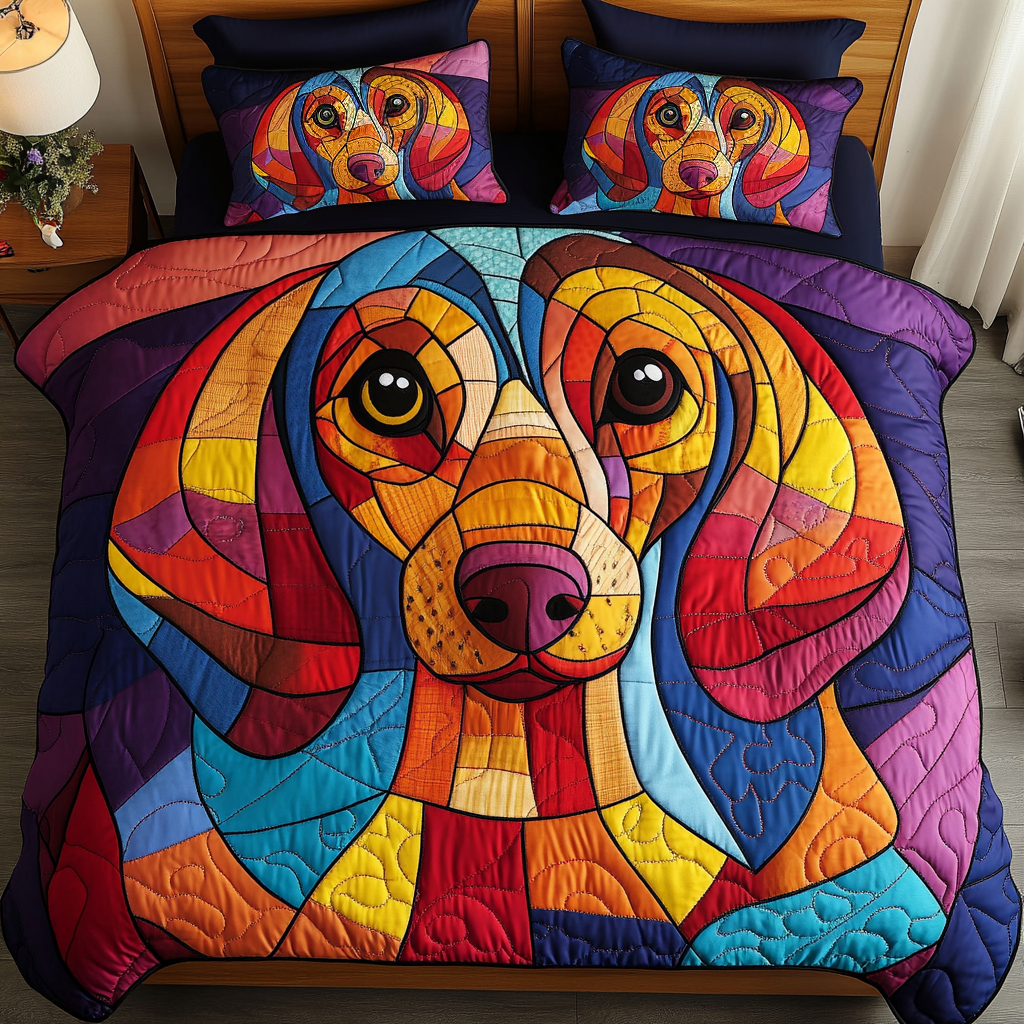 Dachshund Adventure Quilted Bedding Set Thoughtful Bedroom Gift Idea for Any Occasion