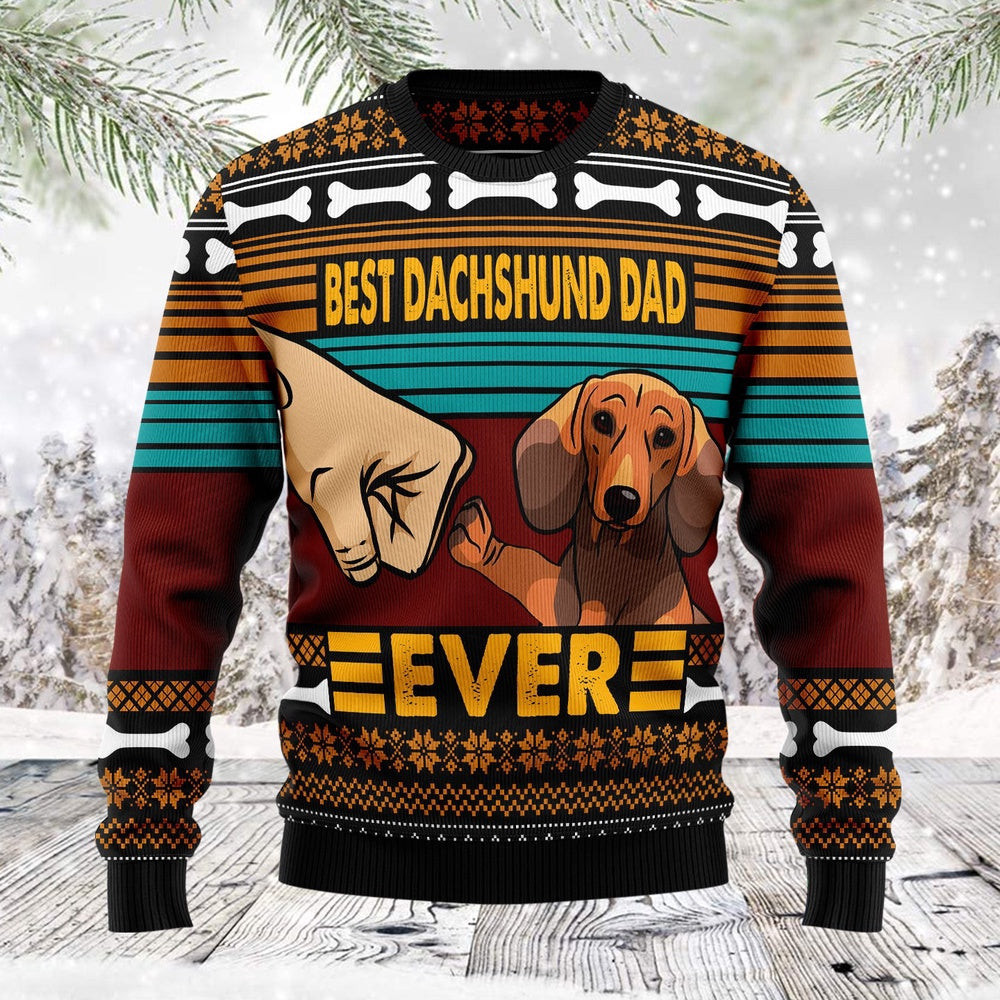 Dachshund Best Dog Dad Unisex Womens Mens Ugly Christmas Holiday Sweater Gifts Gift For Christmas