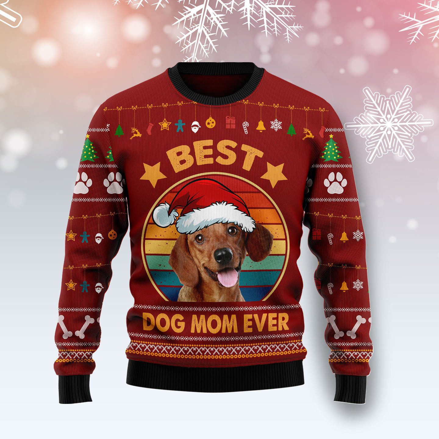 Dachshund Best Dog Mom Ever Ugly Christmas Sweater Pet Apparel Christmas Gifts For Men