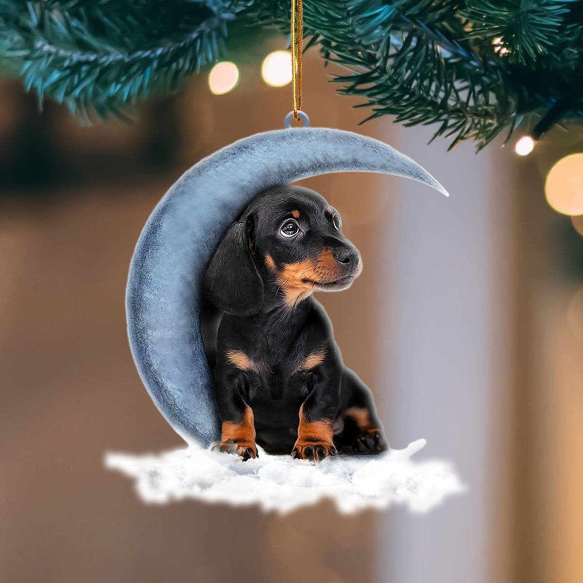 Dachshund Blue Moon Hanging Flat Acrylic Ornament