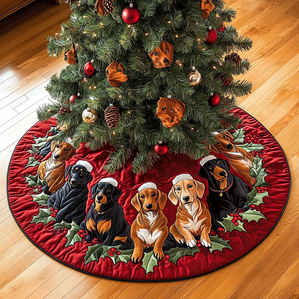 Dachshund Christmas Joy Christmas Quilted Tree Skirt Modern Tree Skirt Womens Christmas Gift Ideas