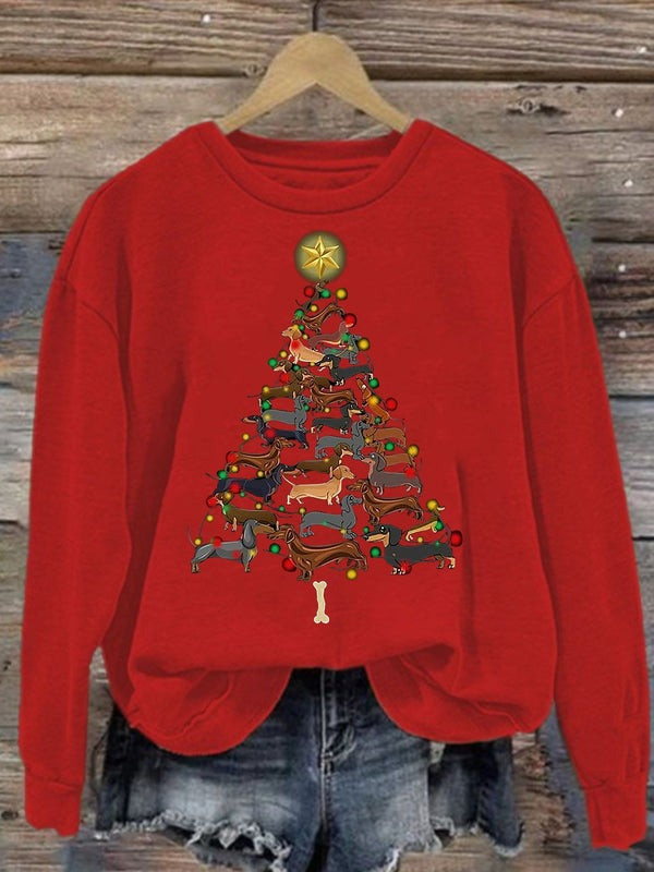 Dachshund Christmas Tree Sweatshirt Sausage Dog Clothing Gifts For Dachshund Lovers