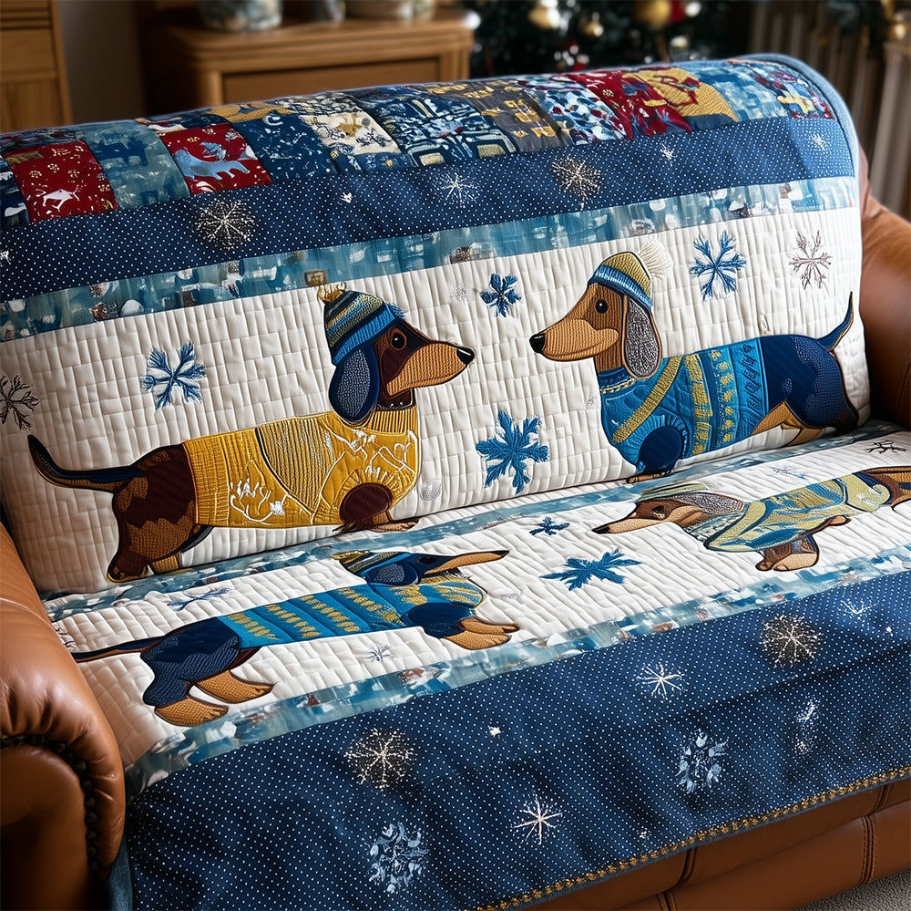 Dachshund Couple Snuggles Quilted Sofa Cover Sofa Chaise Cover Dachshund Gifts For Dog Lovers