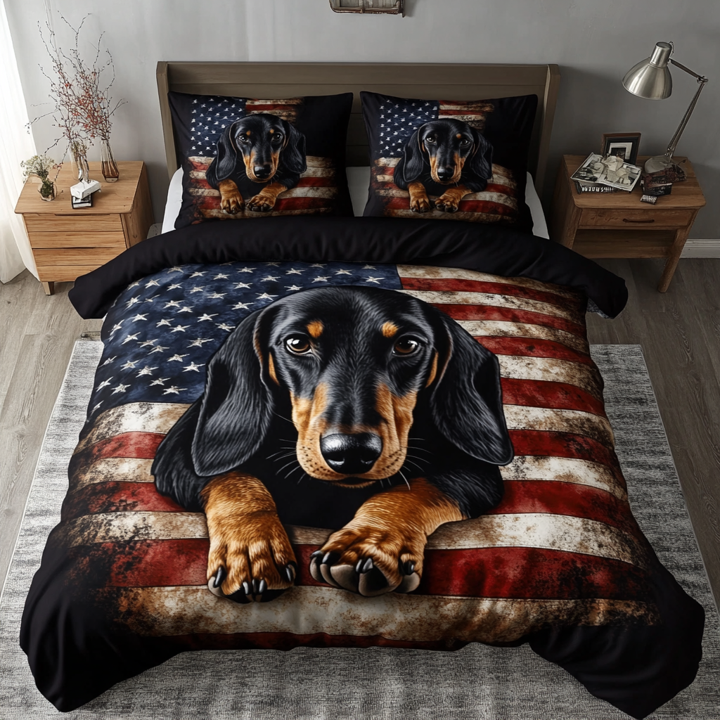 Dachshund Dash Quilted Bedding Set Classic Bedding Set That Enhances Your Sleep Space