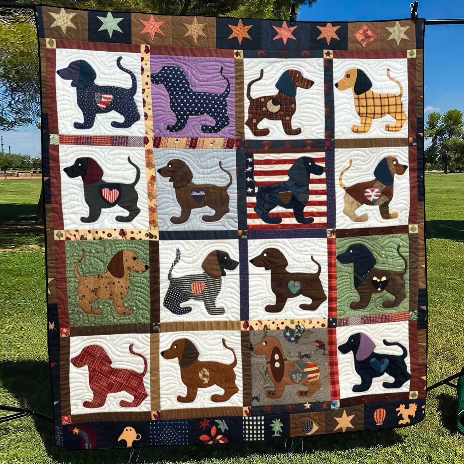Dachshund Daydreams Quilted Blanket Gifts For Pet Owners