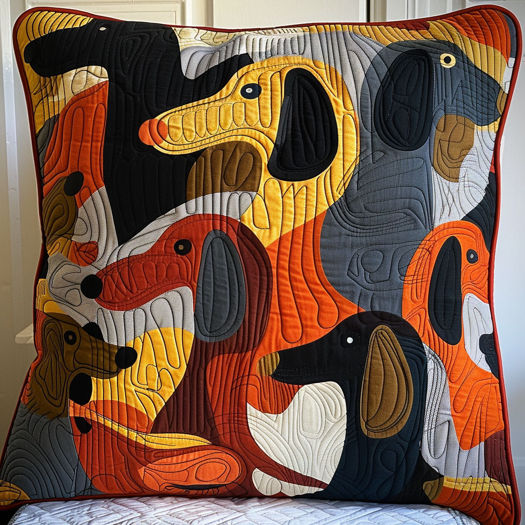 Dachshund Delight Quilted Pillow Case Animal Themed Aesthetic Home Decor Dog Owner Gifts