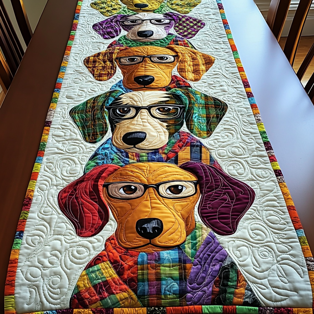 Dachshund Delight Quilted Table Runner Dining Table Decor Sausage Dog Presents