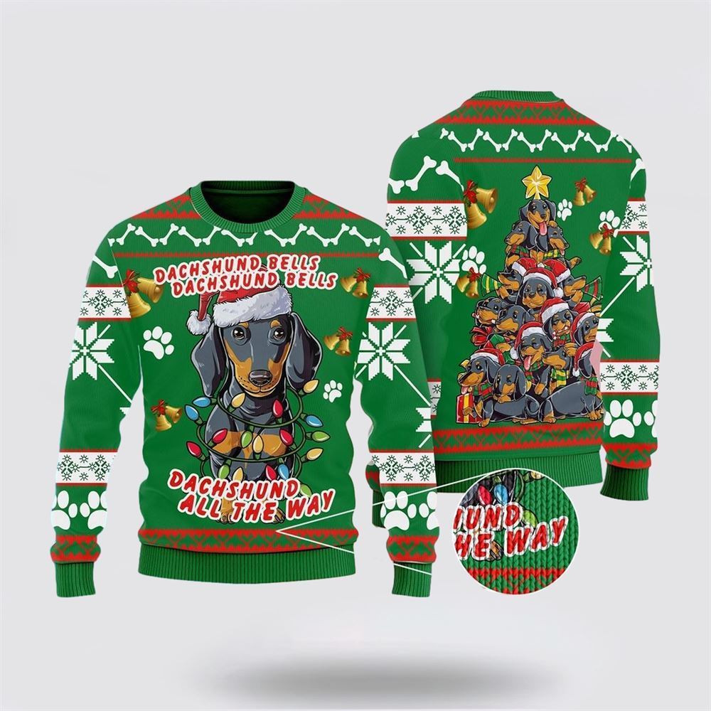 Dachshund Dog Bells Christmas Ugly Christmas Sweater Christmas Gift For Dog Love