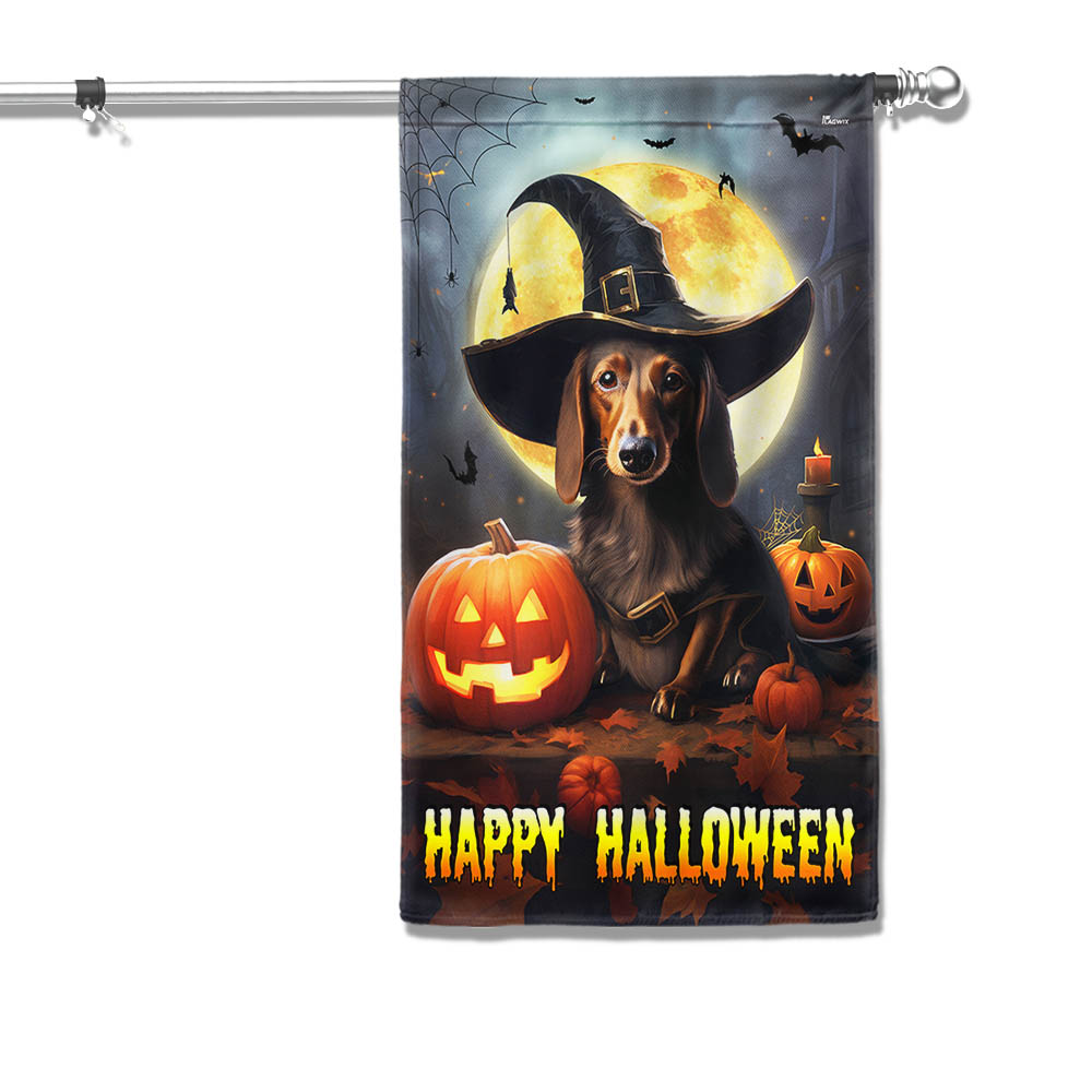 Dachshund Dog Happy Halloween Flag