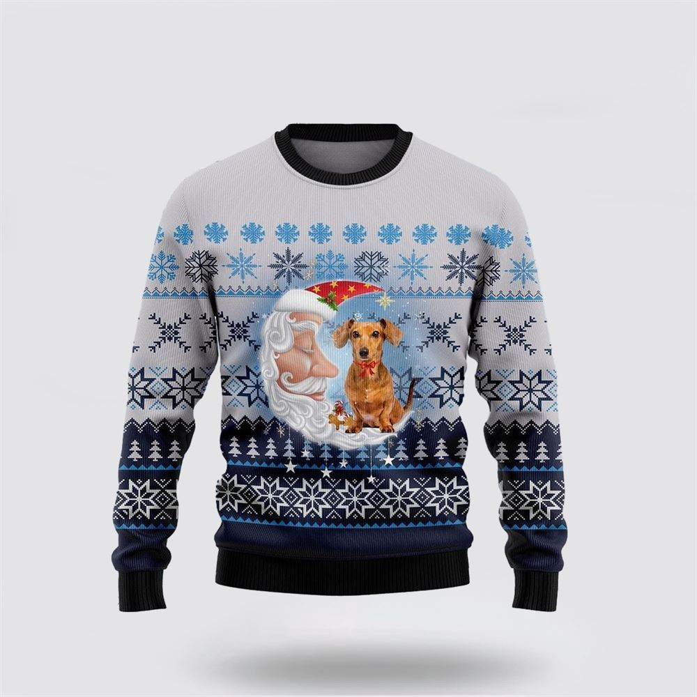 Dachshund Dog Love Santa Moon Ugly Christmas Sweater Christmas Gift For Dog Love