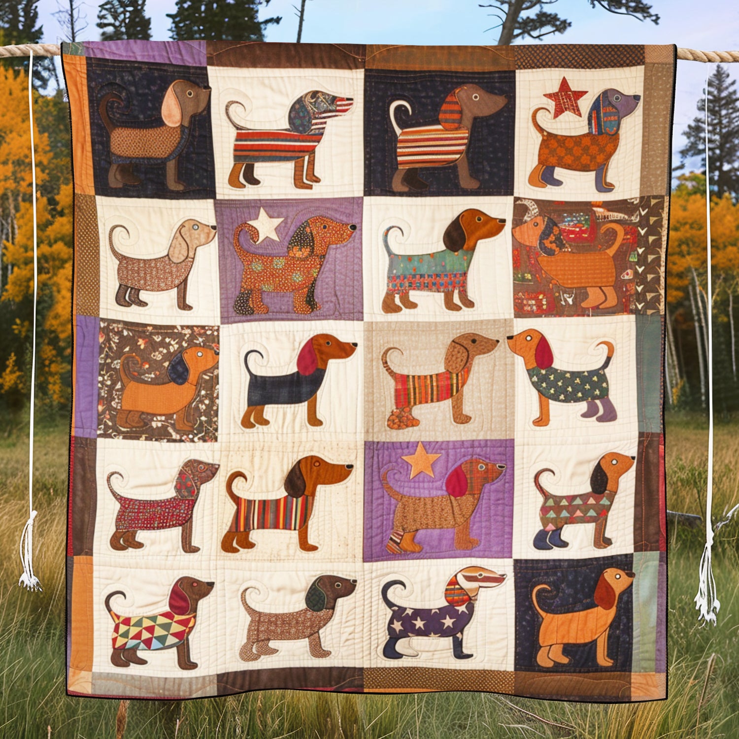Dachshund Dreamland Quilted Blanket Gifts For Pet Owners