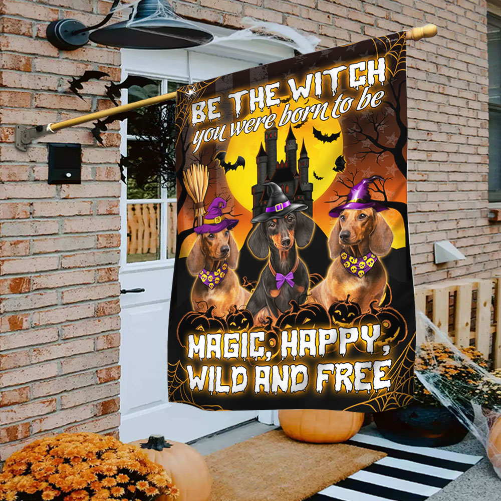 Dachshund Flag Be A Witch Halloween