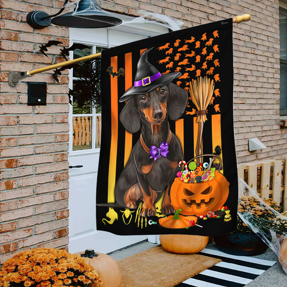 Dachshund Flag Happy Halloween