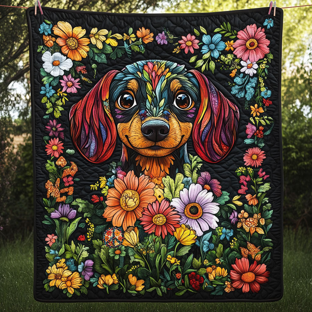 Dachshund Flower Holiday Christmas Quilt Blanket Christmas Gift Ideas For My Wife