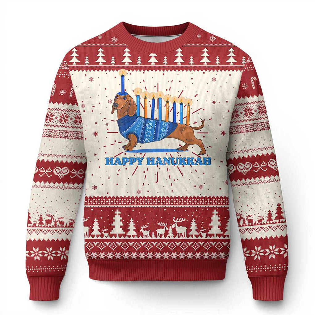 Dachshund Happy Hanukkah Ugly Christmas Sweater Clothing Present Ideas For Dog Lovers