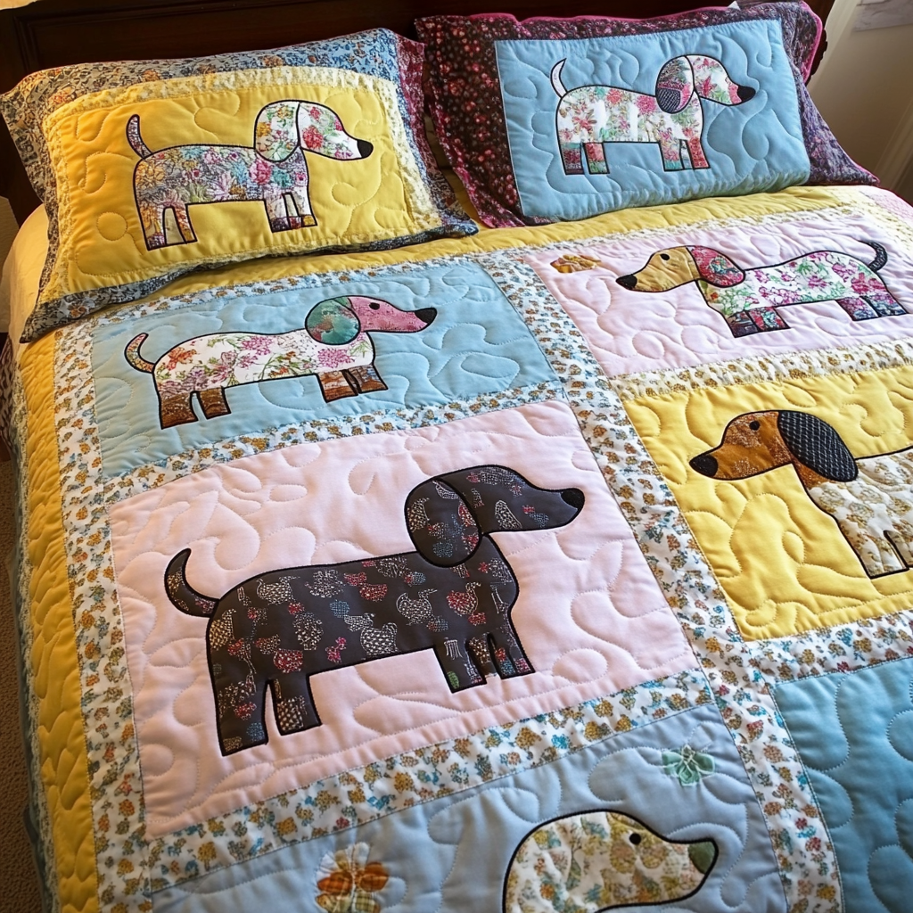 Dachshund Haven Quilted Bedding Set Best Bed Sheet Set Sausage Dog Gifts For Him