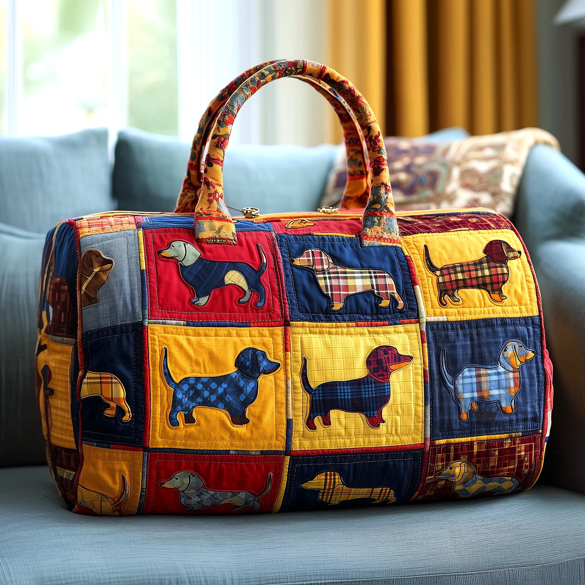 Dachshund Joy Quilted Duffle Bag Dog Lover Travel Bag Best Gift For Dachshund Owners Camping Outdoor