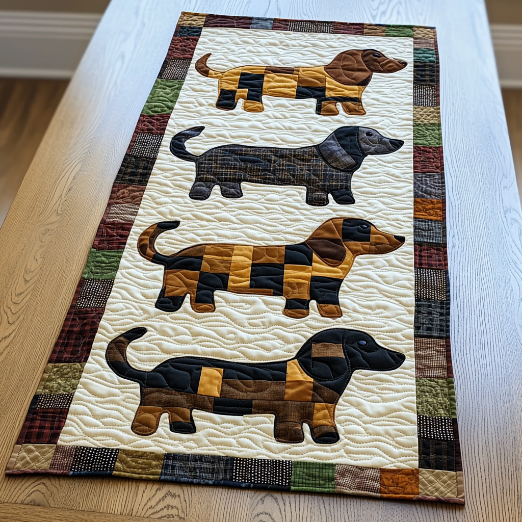 Dachshund Joy Quilted Table Runner Dining Room Table Decor Ideas Gift Ideas For Dachshund Lovers