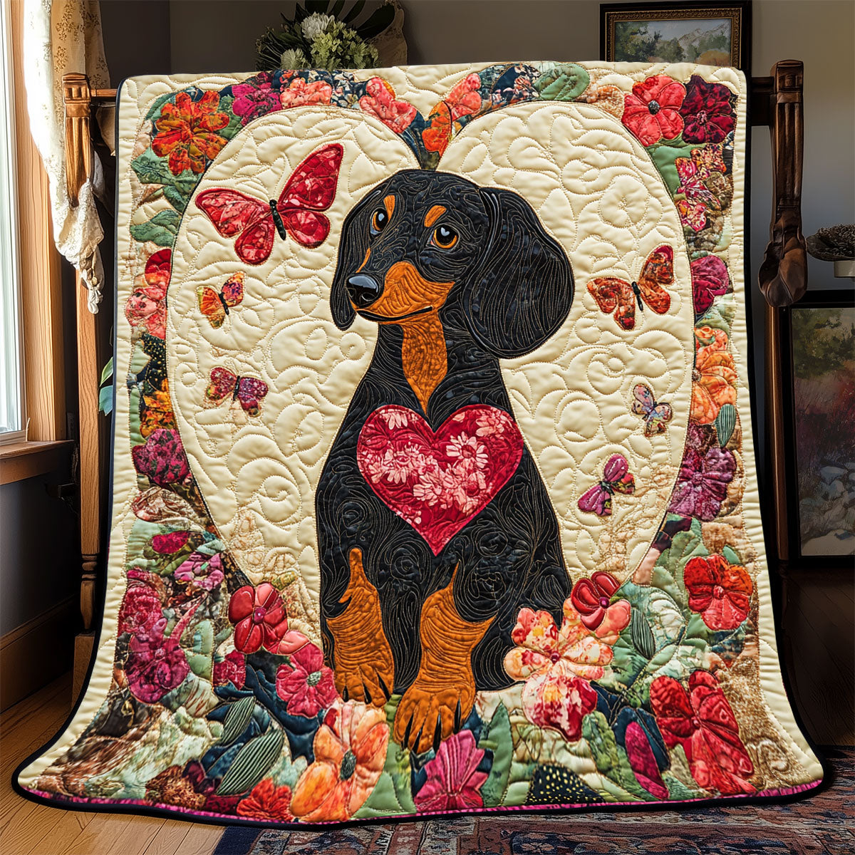 Dachshund Loving Quilt Blanket Cozy Throw Blanket Sweet Gift Ideas For Dachshund Lovers