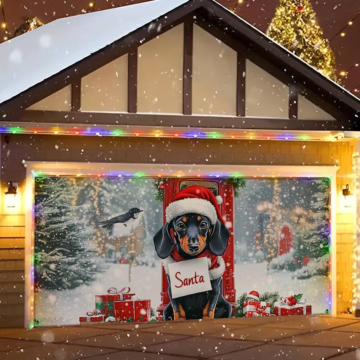 Dachshund Magic Christmas Garage Door Banner Holiday Home Decor Christmas Gifts For Dog Lovers