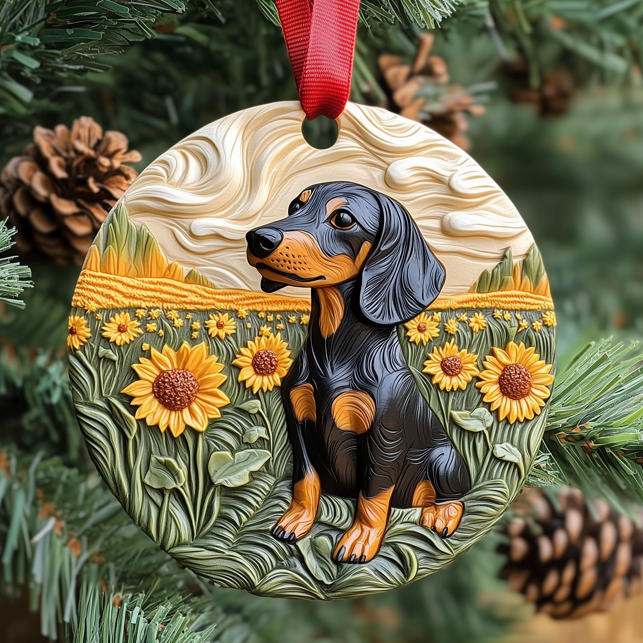 Dachshund Mica Ornament Feel the Artistry in Every Handcrafted Ornament