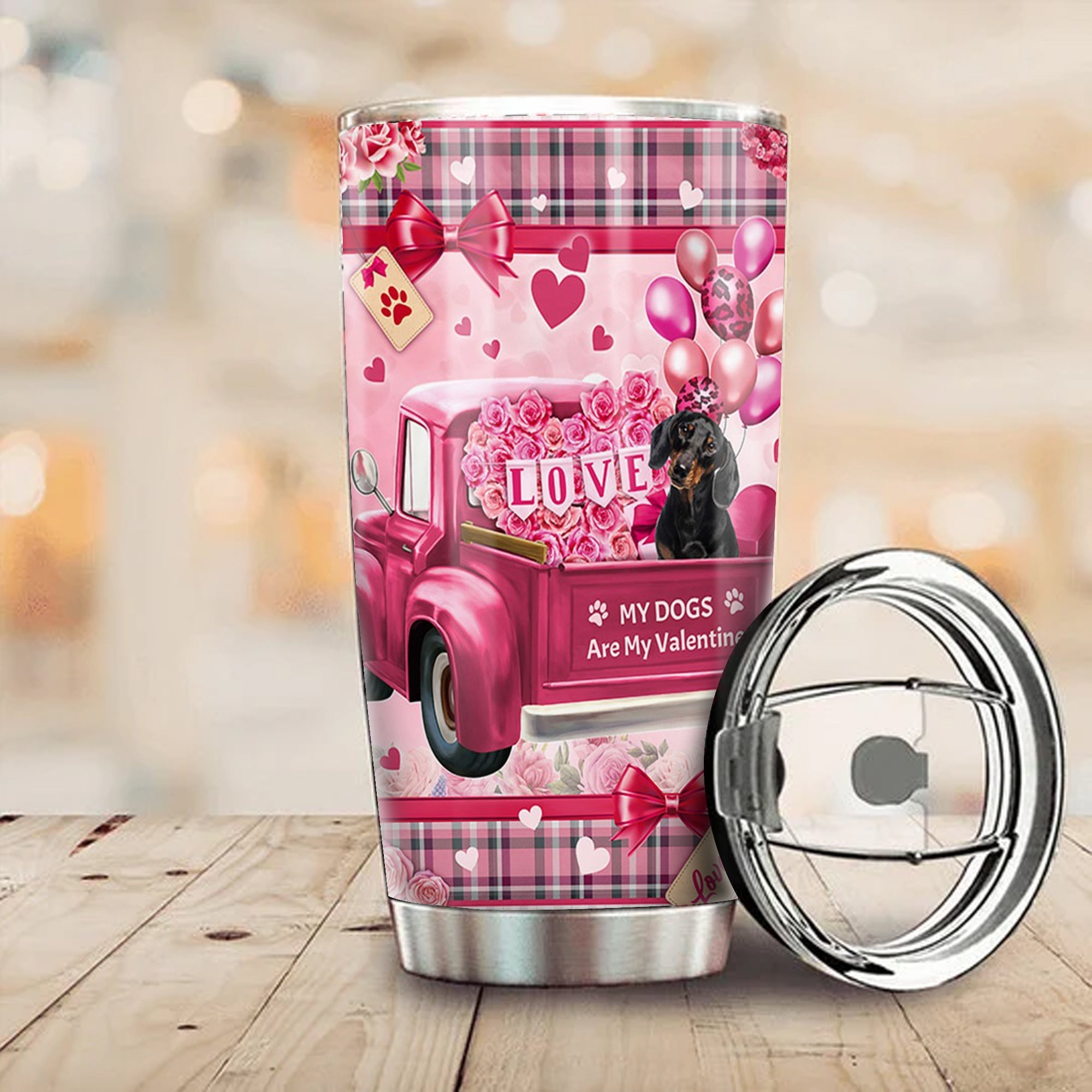 Dachshund My Dogs Are My Valentine Tumbler Funny Valentine's Day Gifts For Dog Lovers