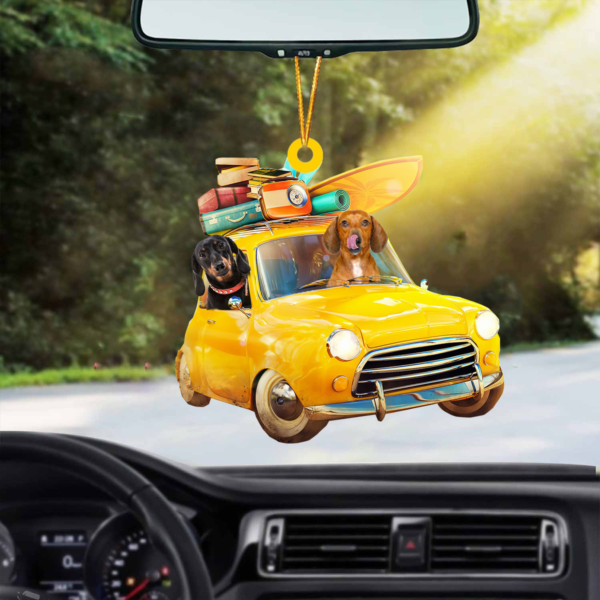 Dachshund On Car Rear View Mirror Ornament Dog Lover Car Hanging Ornament Cute Gift Ideas