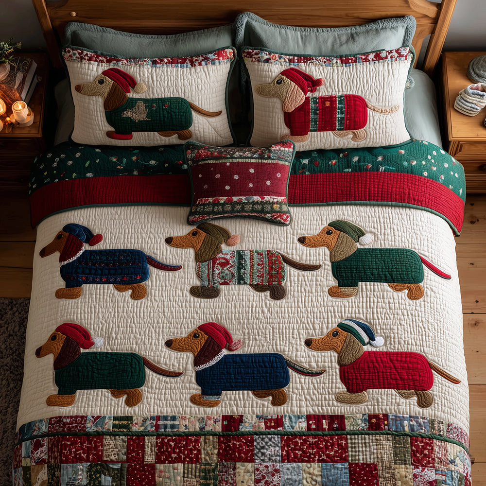 Dachshund Pajama Jam Quilted Bedding Set Bedroom Decorations Sausage Dog Gift Ideas