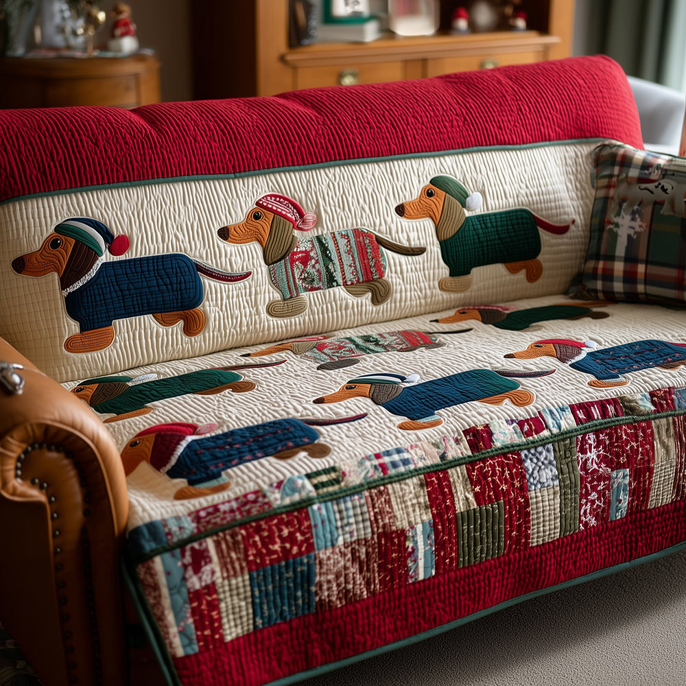 Dachshund Pajama Jam Quilted Sofa Cover Sofa Seat Covers Sausage Dog Presents