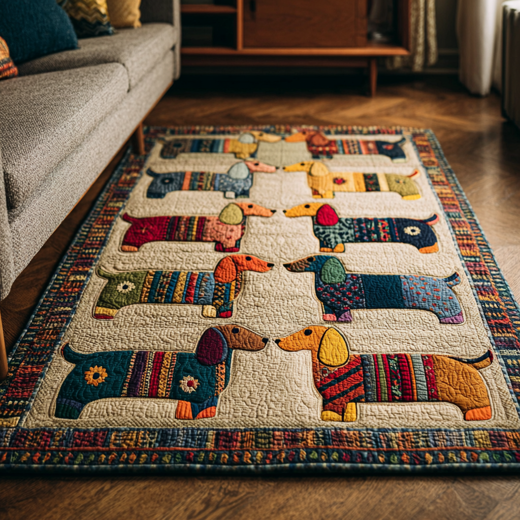 Dachshund Parade Area Rug Entryway Decor Xmas Presents For Dog Owners