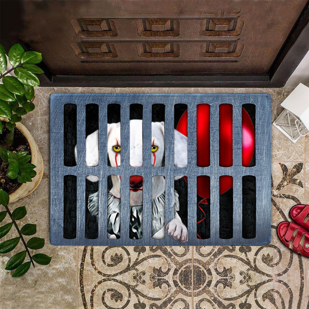 Dachshund Pennywise Halloween Doormat Dog IT Clown Parody Halloween Welcome Mat Merch