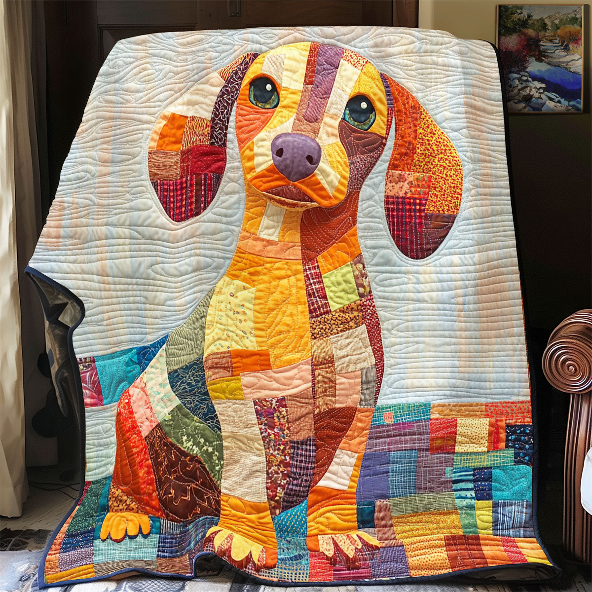 Dachshund Quilt Blanket Patchwork Throw Blanket Cute Gift Ideas For Dachshund Lovers