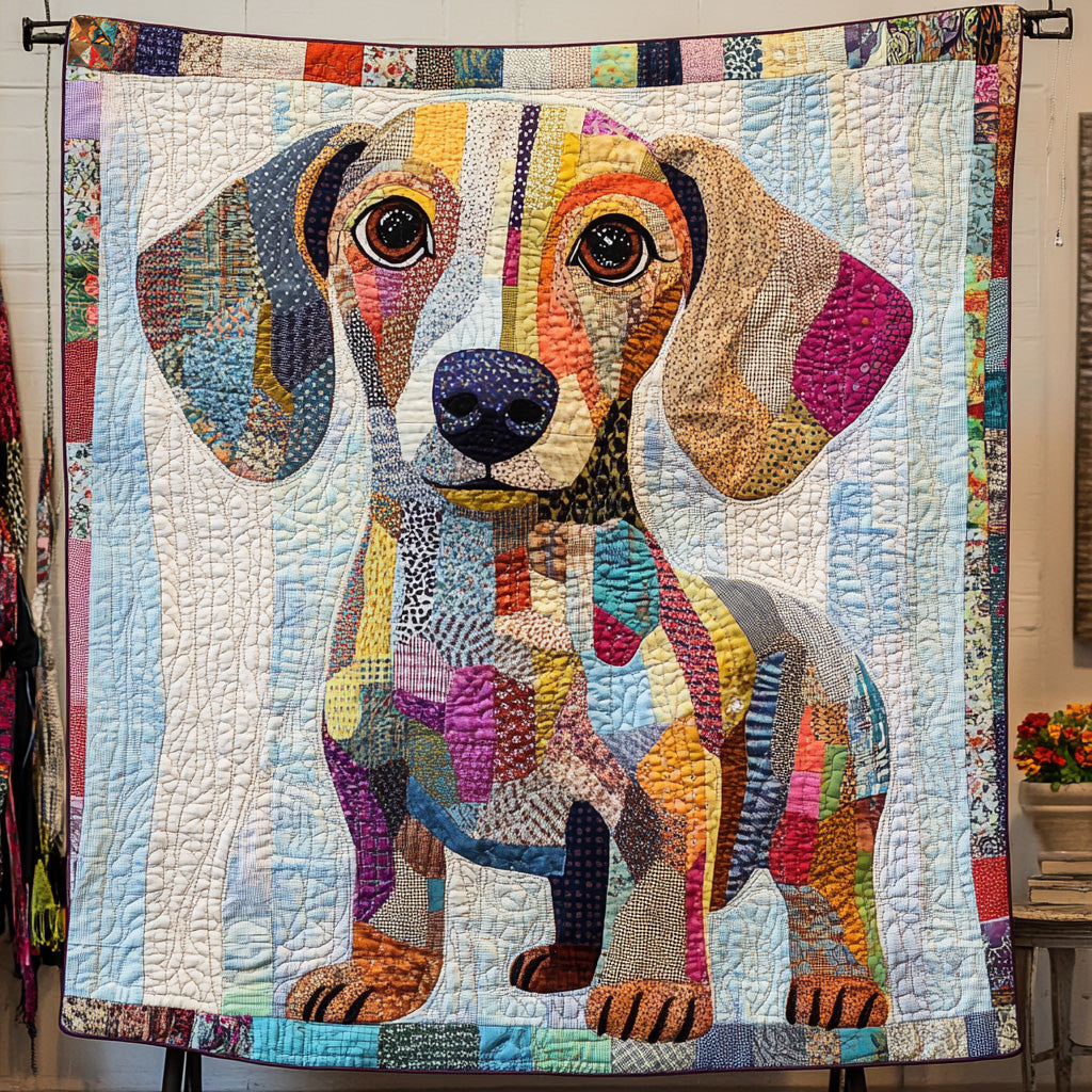 Dachshund Quilt Blanket Queen Size Blanket Father Daughter Presents