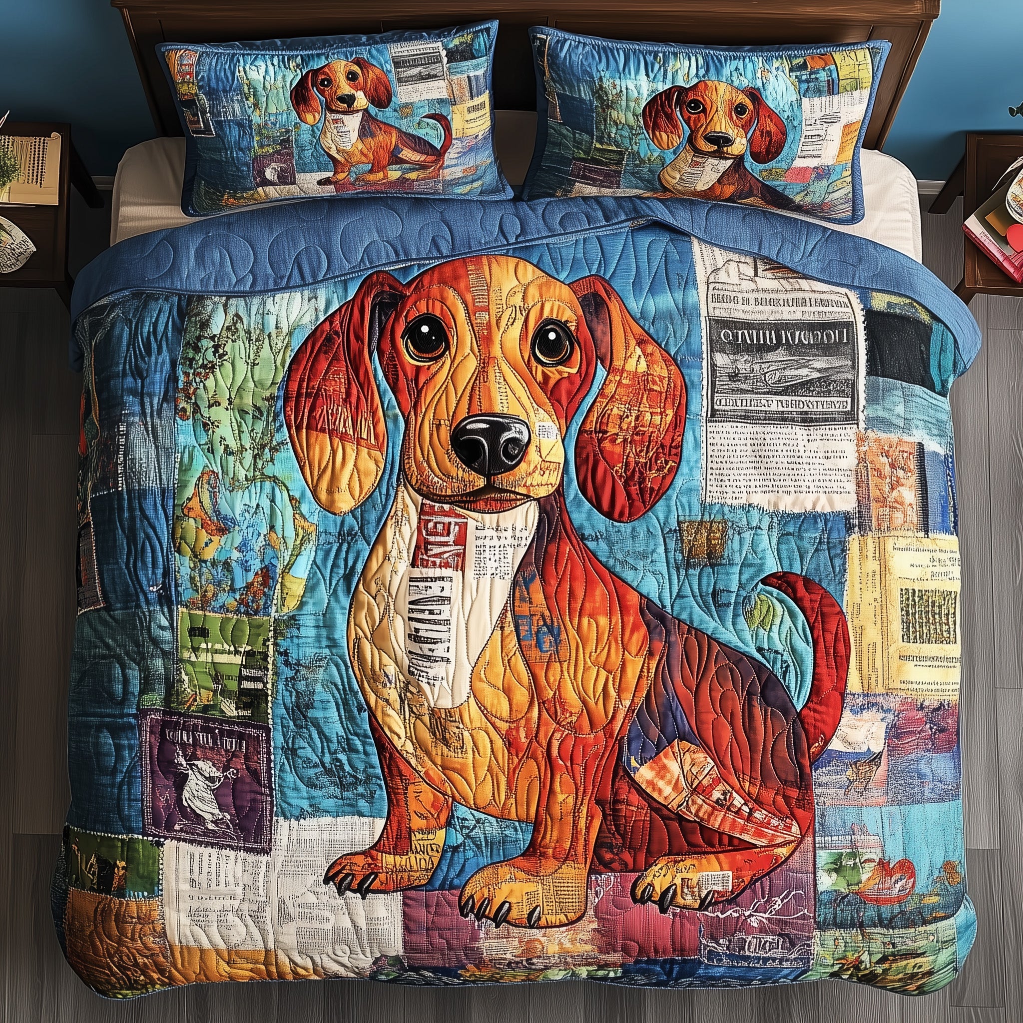 Dachshund Quilted Bedding Set Duvet Cover Bedspread Christmas Presents For Dog Owners