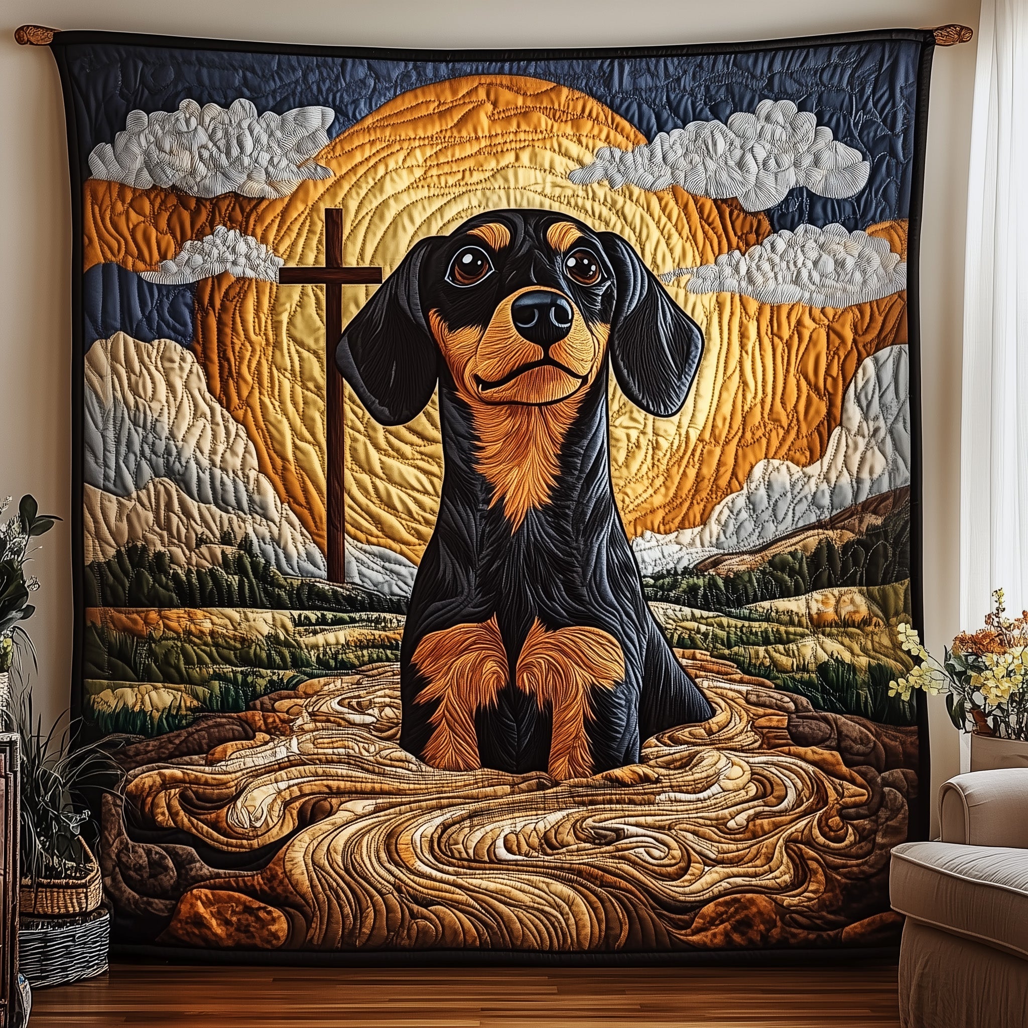 Dachshund Quilted Blanket Nice Throw BlanketBest Christmas Present For Dog