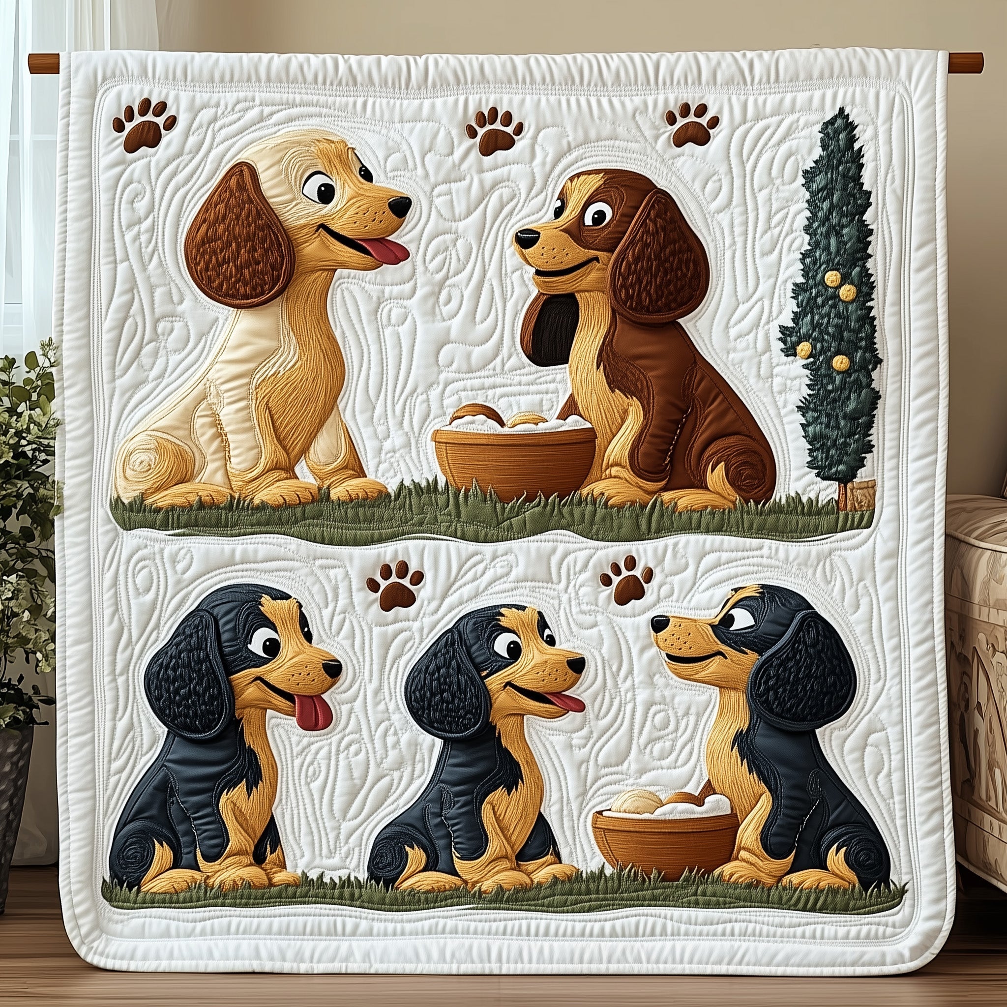 Dachshund Quilted Blanket Nice Throw BlanketBest Presents For Dog Owners