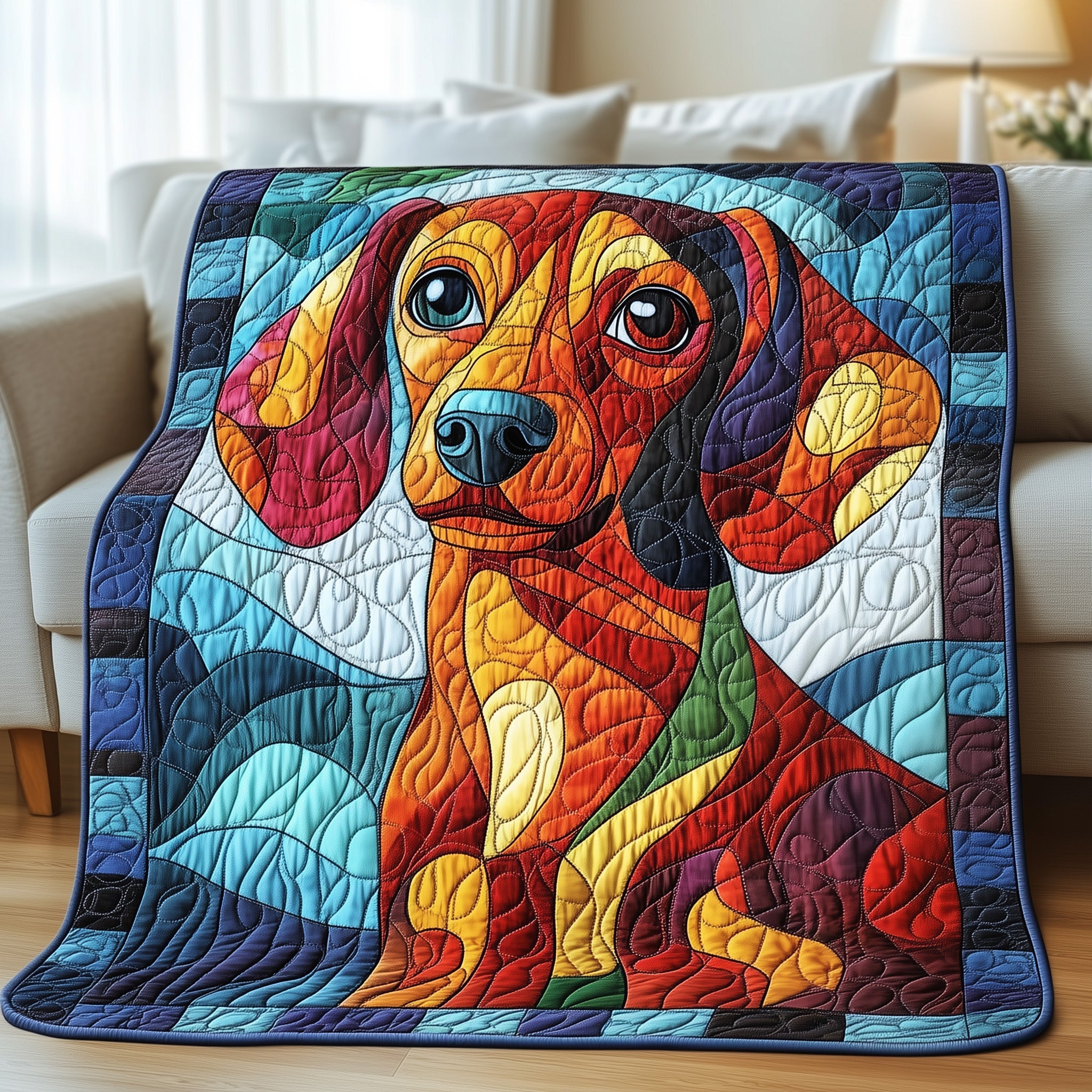 Dachshund Quilted Blanket Nice Throw BlanketDog Presents For Humans