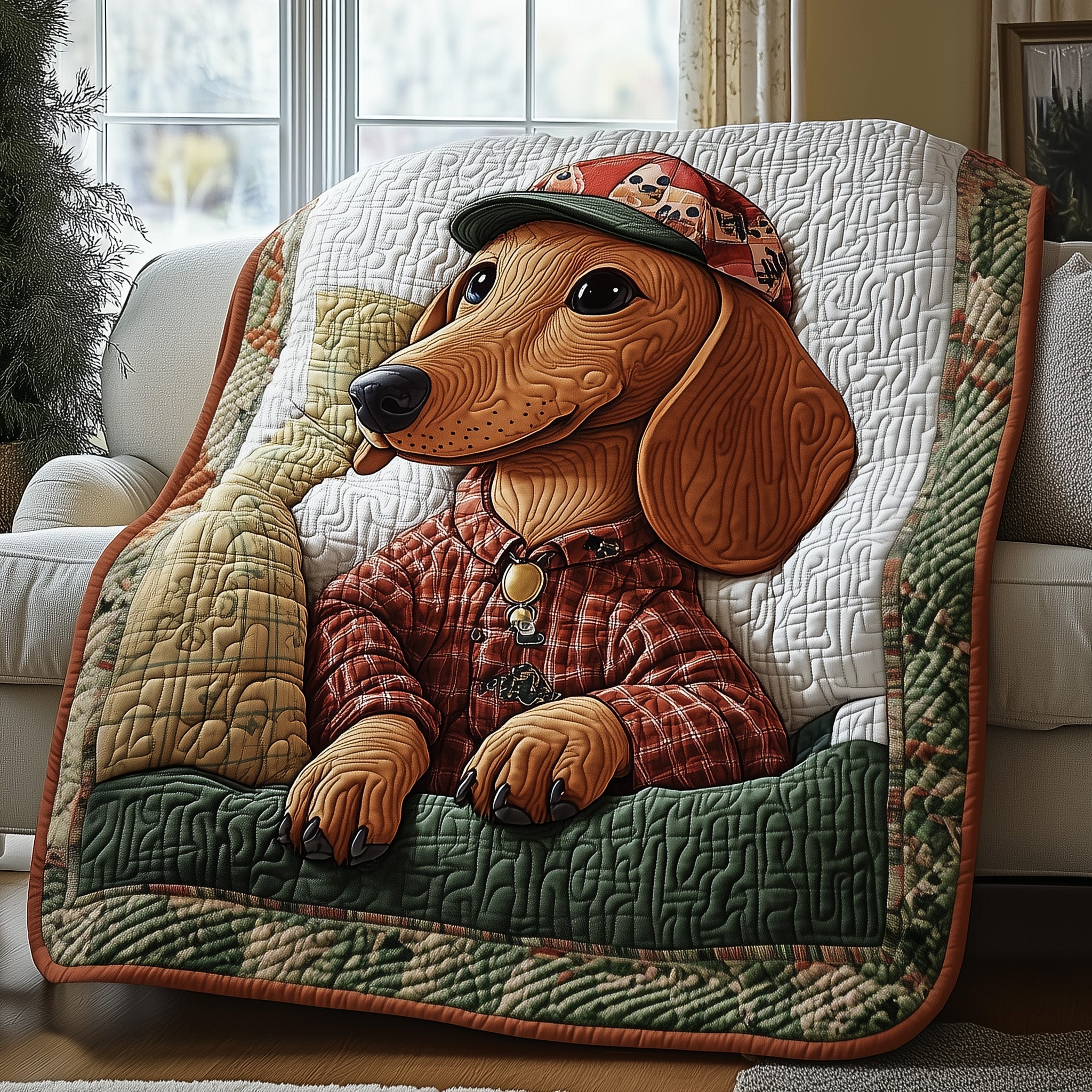 Dachshund Quilted Blanket Nice Throw BlanketGifts For Dog Parents