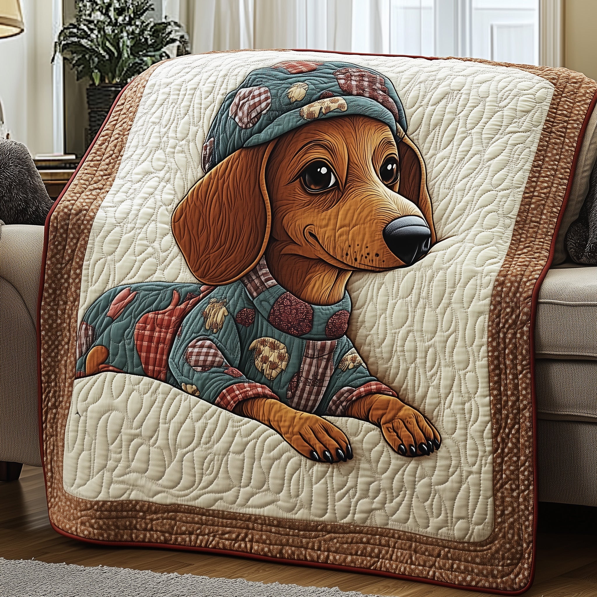 Dachshund Quilted Blanket Nice Throw BlanketPresents For People With Dogs