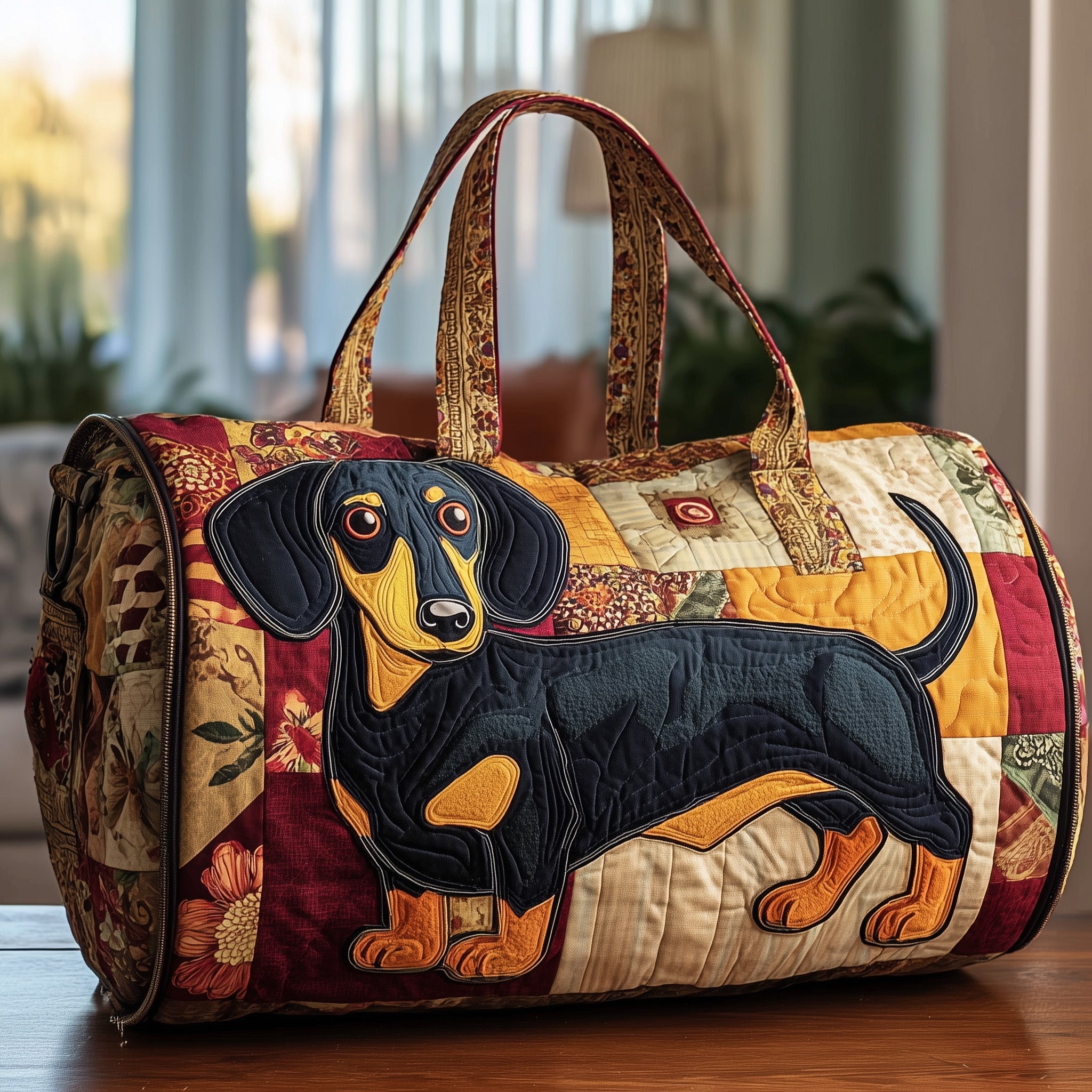 Dachshund Quilted Duffle Bag For School And Gym